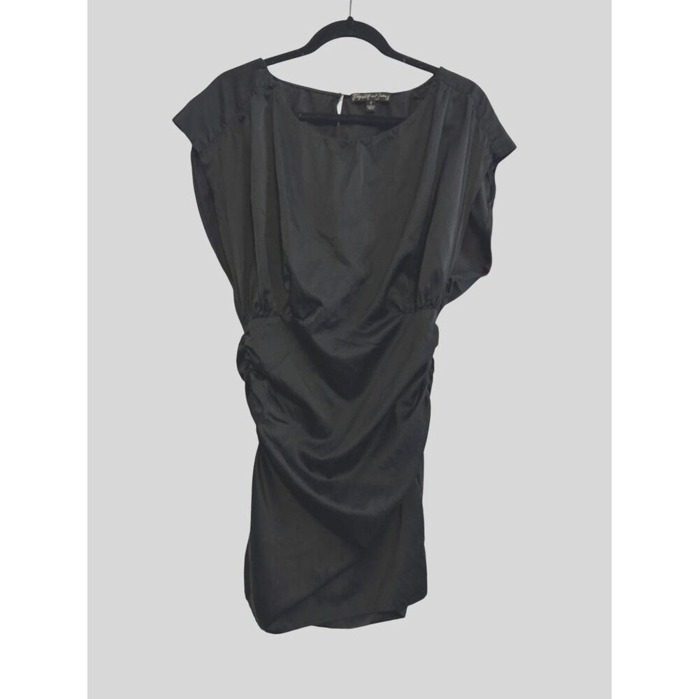 Elizabeth & James Black Silk‎ Blend Ruched Short Sleeve Dress Size 8
